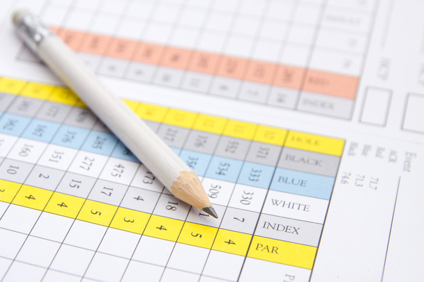 Pencil on a golf scorecard - Photo, Image