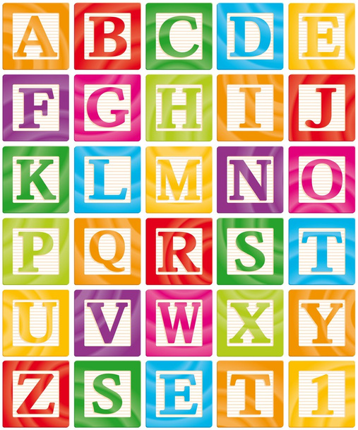 Vector Baby Blocks Set 1 of 3 - Capital Letters Alphabet - Vector, Image