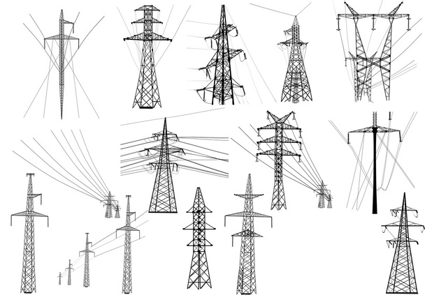 elektromos tornyok gyűjtemény - Vektor, kép