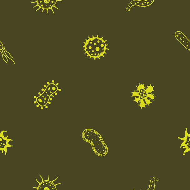 Fondo sin costuras con bacterias
 - Vector, Imagen
