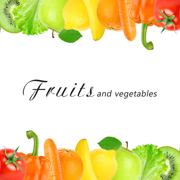 Obst und Gemüse mit frischer Farbe - Foto, Bild