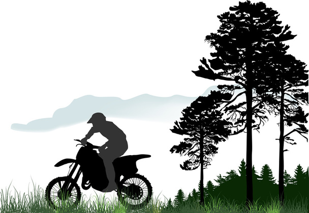 silhouettes of man on motorcycles - Vector, Image