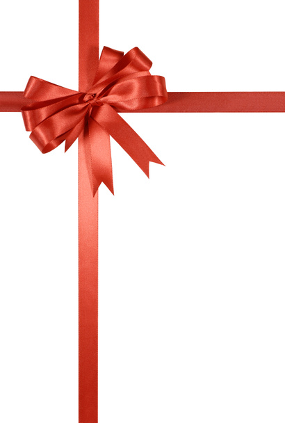 Red gift ribbon and bow vertical - Foto, imagen
