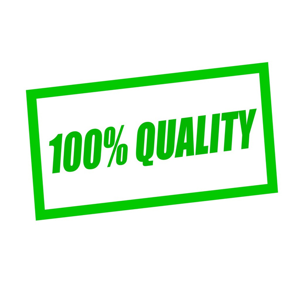 one hundred percent quality green stamp text on white - Photo, image