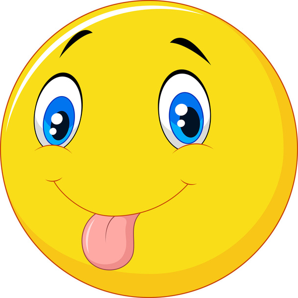 verspieltes Emoticon Smiley streckte scherzhaft die Zunge heraus - Vektor, Bild