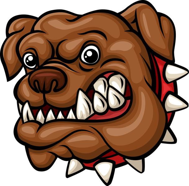 wütende Karikatur Bulldogge Kopf Maskottchen - Vektor, Bild