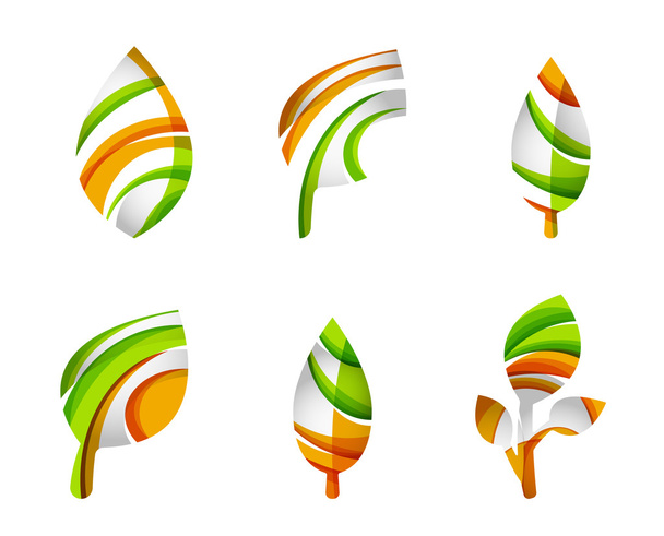 Set van abstracte eco blad pictogrammen, - Vector, afbeelding