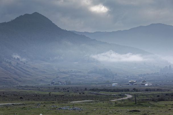 Una vista de PHOBJIKHA VALLEY, BHUTAN, Circa Mayo 2015
 - Foto, Imagen