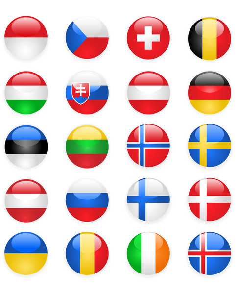 Europe flags buttons, part two - Vector, afbeelding