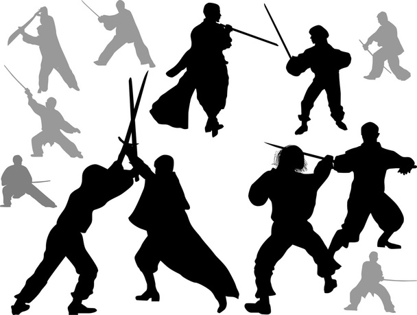 combattants silhouettes noires
 - Vecteur, image
