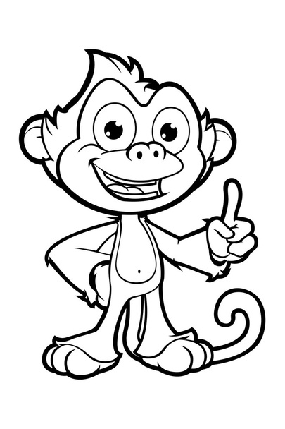 Cheeky Monkey In Black And White - Vector, Image