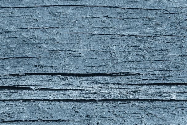 Old Weathered Cracked Square Timber Bollard Stained Blue Grunge Surface Texture Detail - Photo, Image