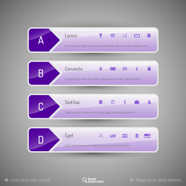 Design layout, modern symbols, tabs - Vektor, obrázek