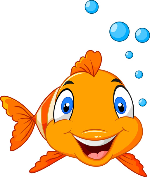 Roztomilý clown ryb kreslený pod vodou a bublina - Vektor, obrázek