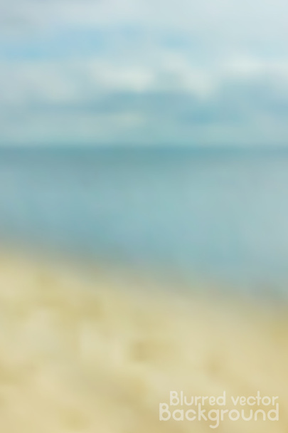 Θαλασσογραφία με μπλε συννεφιασμένο ουρανό και άμμο, θολή διάνυσμα φόντο. - Διάνυσμα, εικόνα