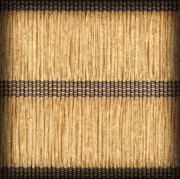 Paper Parchment Plaited Place Mat Natural Ocher Stained Vignette Grunge Texture Sample - Photo, Image