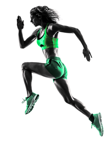 woman runner running jogger jogging silhouette - Фото, изображение