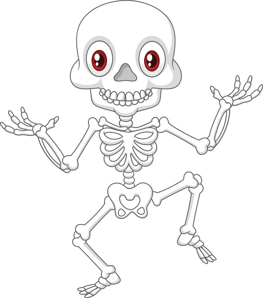 Halloween Skeleton jumping with dance on isolated background - Vector, Image