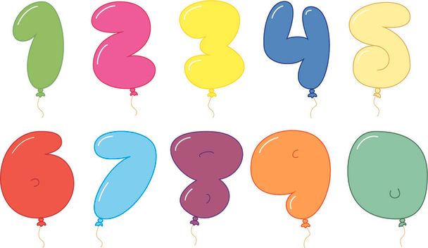 Balloon shape colorful numbers. Vector - Vector, Image