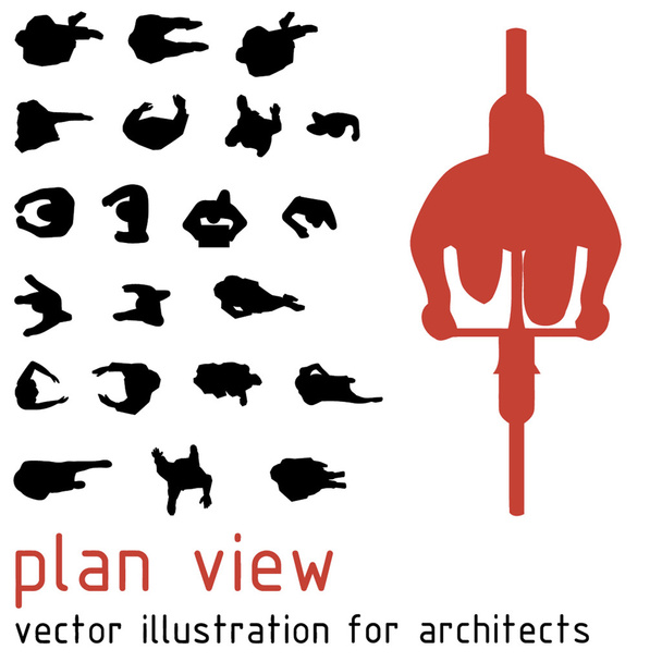 Plan view siluetteja arkkitehtonisia malleja. Vektoriesimerkki
 - Vektori, kuva