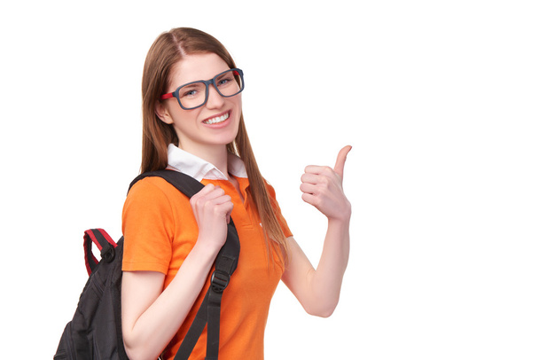 Smiling student with backpack - Foto, Imagen
