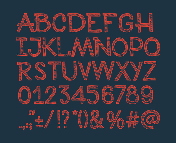 Kreda naszkicowanych pasiasty alfabet abc - Wektor, obraz