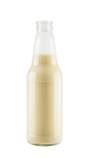Soy milk in glass bottle isolated on white background - Foto, Imagen