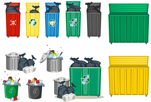 異なるサイズのゴミ箱 - ベクター画像