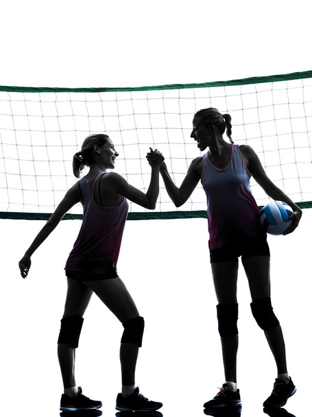women volleyball players isolated silhouette - Photo, Image