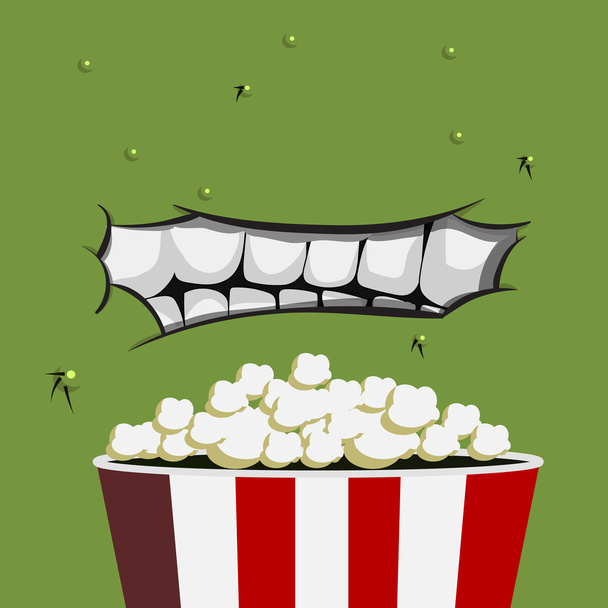 Ústa Monster je připravena k pojídání popcornu - Vektor, obrázek
