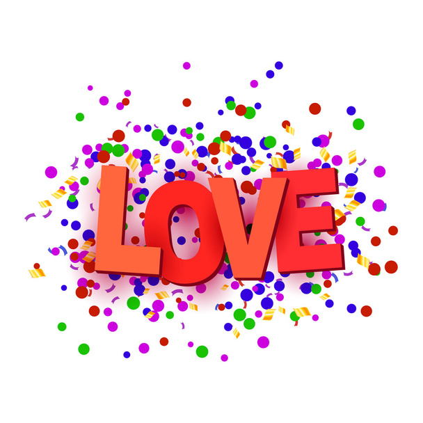 Sign of love with multicolored confetti on a white background. V - Vector, afbeelding
