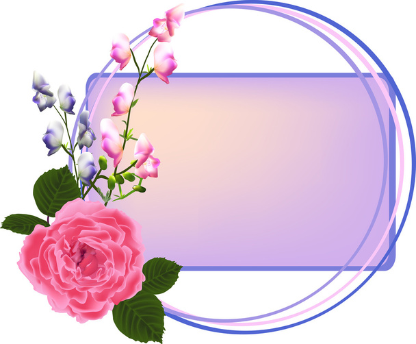 рожева троянда і дрібні квіти
 - Вектор, зображення