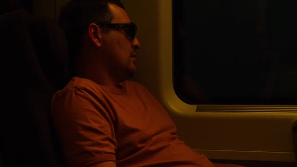 Man traveling on train - Felvétel, videó