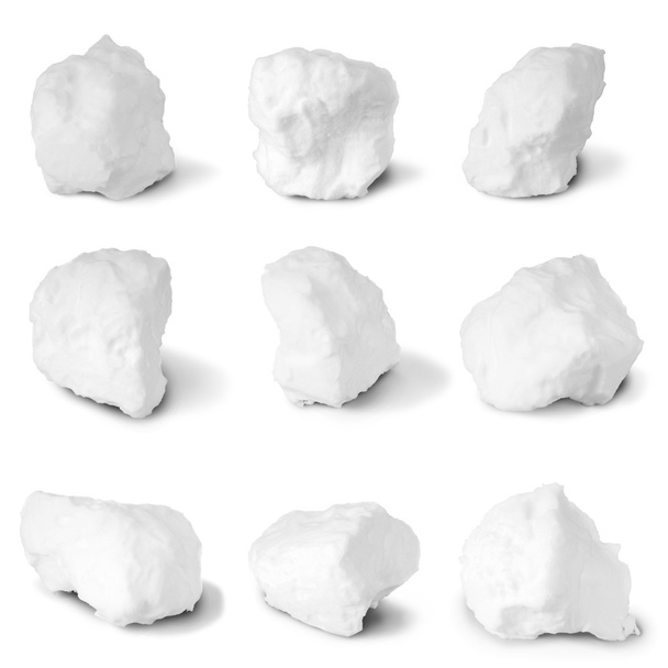 Nove palle di neve bianche. (Nove percorso di ritaglio
) - Foto, immagini