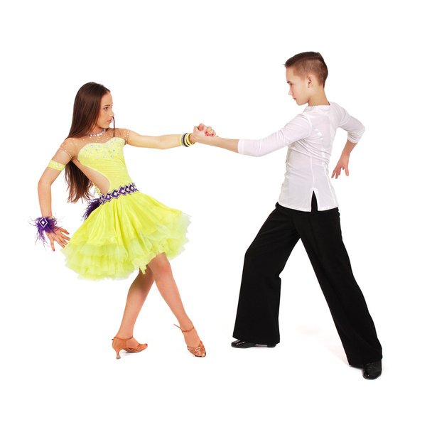 Мальчик и девочка танцуют бальные танцы
 - Фото, изображение
