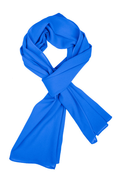 Lenço de seda. Lenço de seda azul isolado sobre fundo branco
 - Foto, Imagem