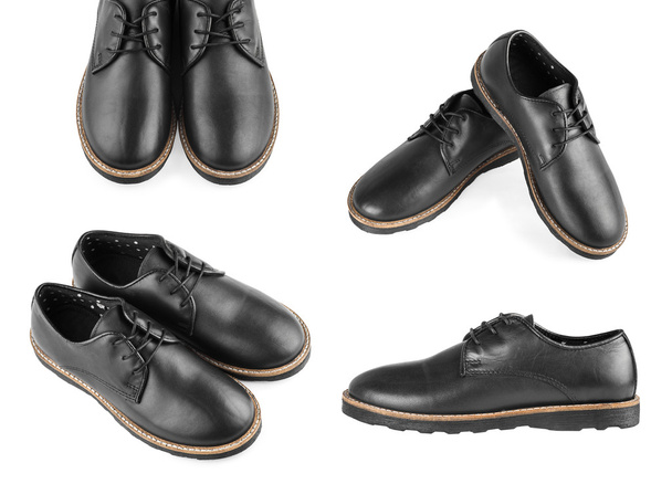 Conjunto de couro preto clássico masculino sapatos elegantes
 - Foto, Imagem
