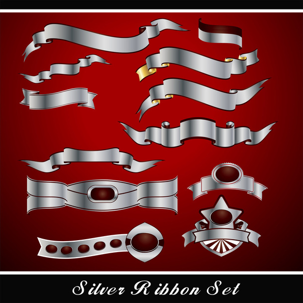 Silver Ribbon Set - Vector, Image
