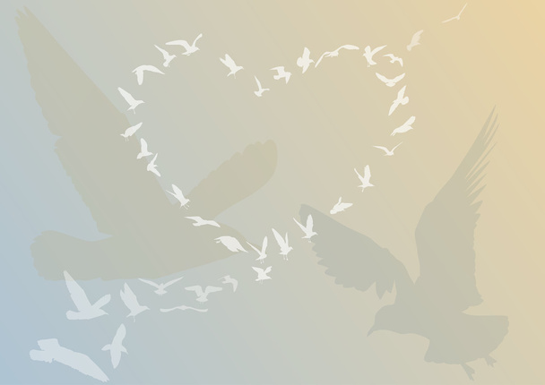 coração de silhuetas de gaivotas
 - Vetor, Imagem