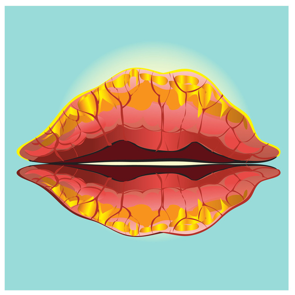 Os lábios femininos semelhantes à madeira de outono refletida na água
. - Vetor, Imagem