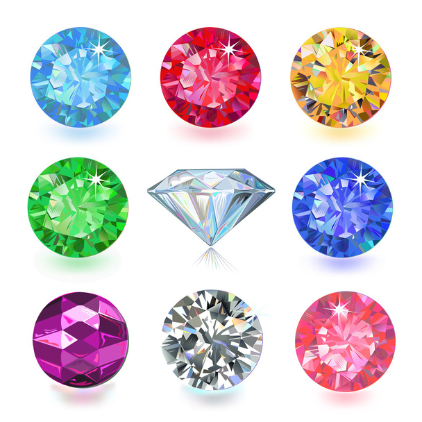 Seamless scattered borders of gems - Vector, Image