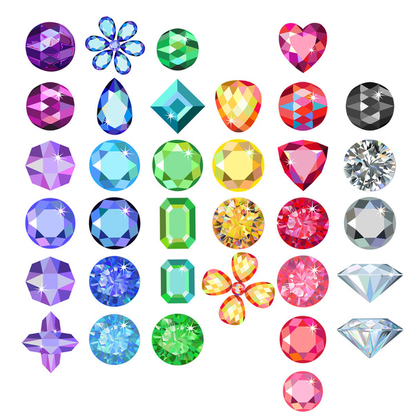 Seamless scattered borders of gems - Vector, Image