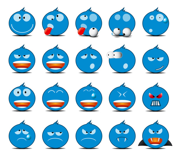 Set of light blue rounded icons - Vector, Image