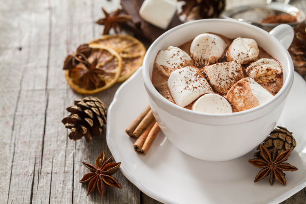 Hot chocolate with marshmallows - Фото, зображення