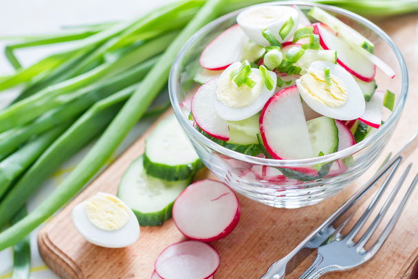 yogurt salad in glass bowl with ingredients - Photo, image