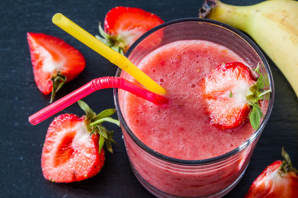 Banana strawberry smoothie ingredients - Photo, image