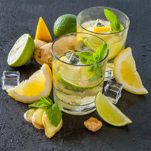Ginger lemonade and ingredients - Photo, Image