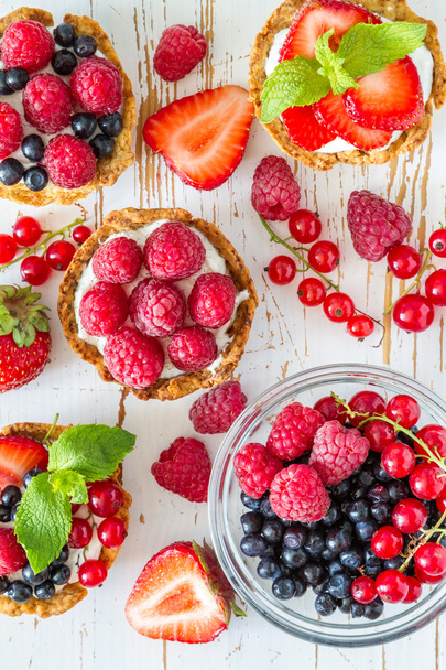 Berry cakes, top view - Foto, Imagem