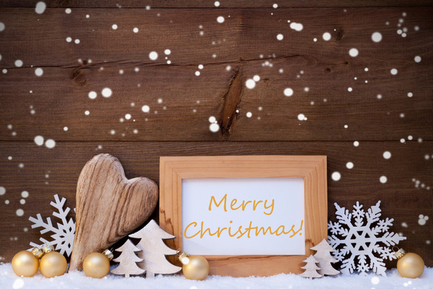 Golden Decoration, Snow, Merry Christmas, Snowflakes - Foto, immagini