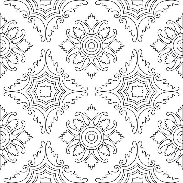 Página cuadrada única libro para colorear para adultos - diseño de azulejos de patrón sin costuras
 - Vector, Imagen